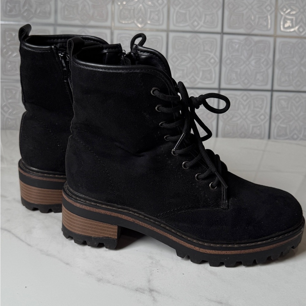 Black Lace-Up Ankle Boots